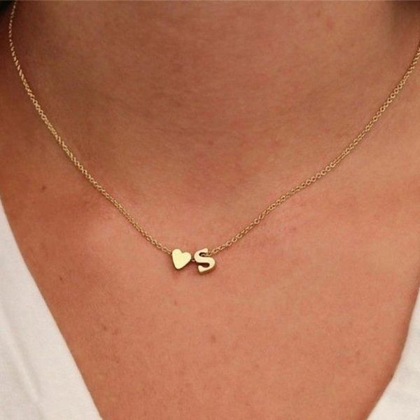 

pendant necklaces 2021 gold stainless steel 316l initial necklace women chain choker diy heart letter for woman custom name jewelry, Silver