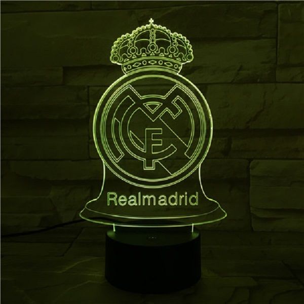 

led night light projector lamp 3d on the table acrylic nightlight soccer club logo spain la primera kids fans gift app control