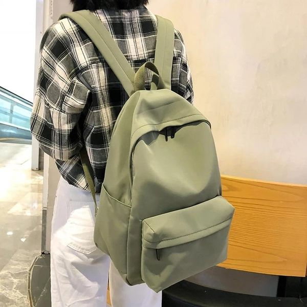 

backpack for women solid color school bag teenage girls shoulder travel multi pocket nylon back pack be
