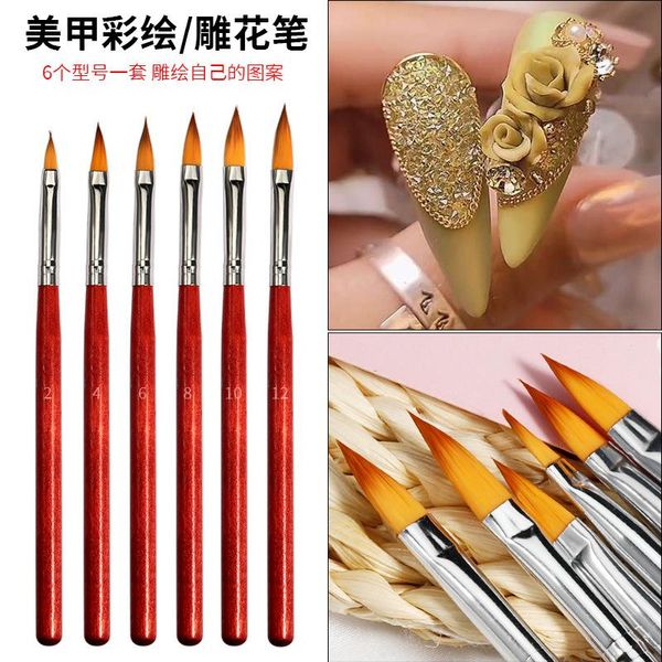 

nail art equipment border supply manicure combination pen flower serrated brush petal color painting pull set, Silver