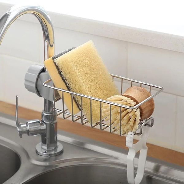 

kitchen storage & organization sink faucet shelf stainless rack sponge dish cloth finishing drain pool rag