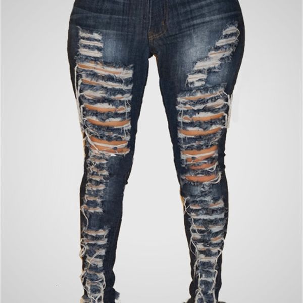 

Women's Jeans Boyfriend Hole Ripped Women Pants Cool Big High Waist Leggings Casual Female Slim O8r2 V5AW, Blue