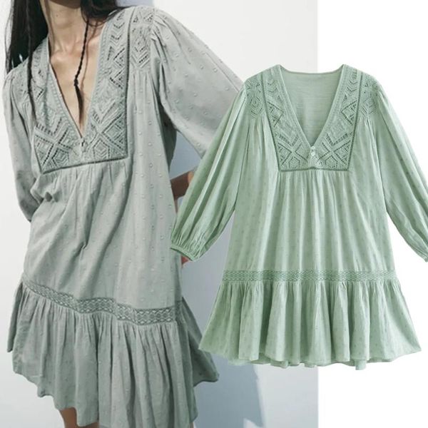 

casual dresses withered summer dress women vestidos indie folk england high street vintage embroidery v-neck mini party, Black;gray