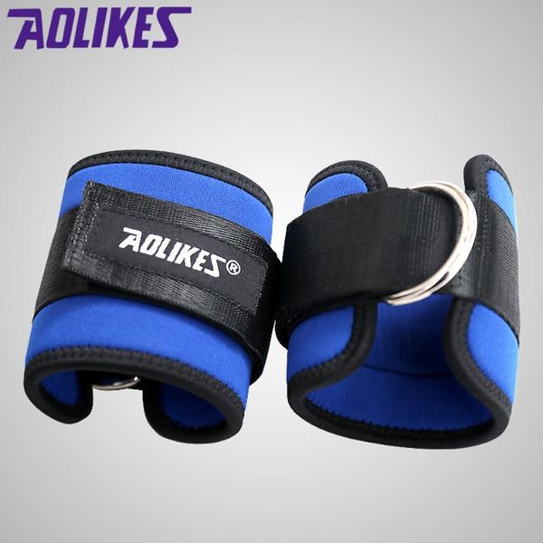 

d-ring fitness adjustable ankle straps foot support protector gym leg pullery with buckle sports feet guard, Blue;black
