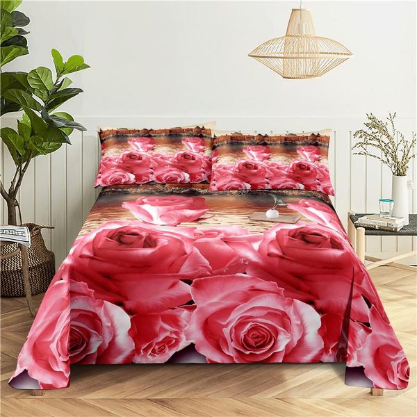 

sheets & sets rose bedding sheet home digital printing polyester bed flat with case print
