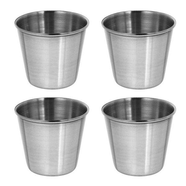 

mugs 4pcs stainless steel 50ml stackable water practical coffee cups (silver)
