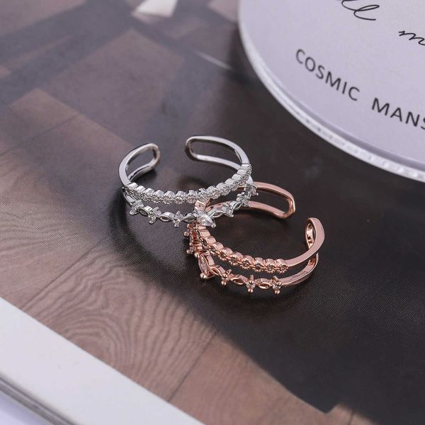 

version simple color preserving micro inlaid zircon ring, Blue;gray