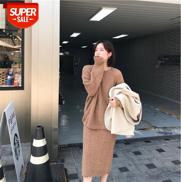

99 give back to old customers south korean beloved close eyes into toffee camel wool sweater/half skirt cover #hb8o, Black