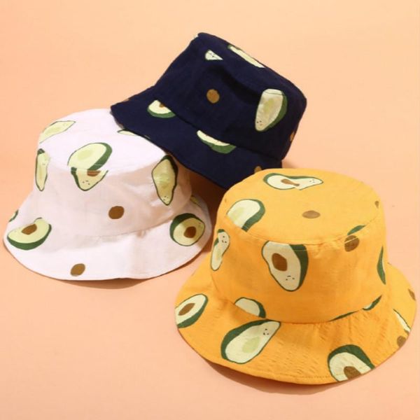 

cloches fashion avocado bucket hat breathable fruit printed summer women outdoor sports cap beach fishermen panama fishing sunhat, Blue;gray