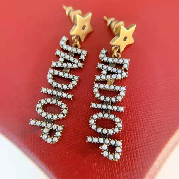 

design jewelry pearl letter earrings gong tingfeng jewelry, Golden