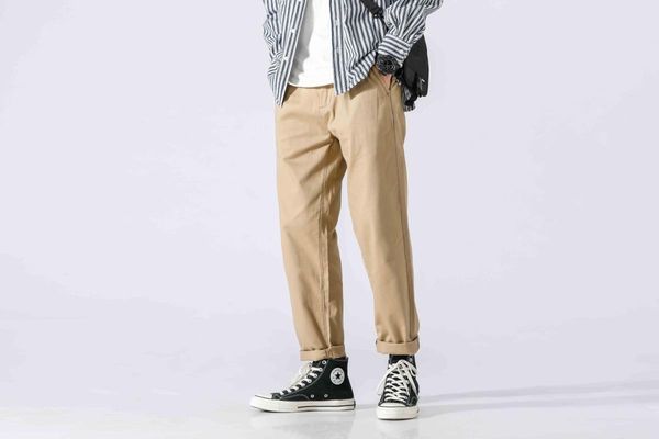 

men's pants men quality casual khaki chino, Black