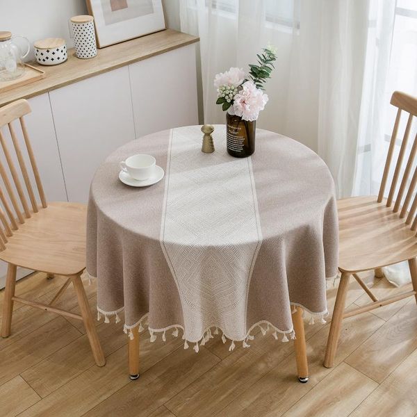 

table cloth lace round tablecloth cotton linen tassel cover bohemian white for party obrus tafelkleed mantel mesa nappe