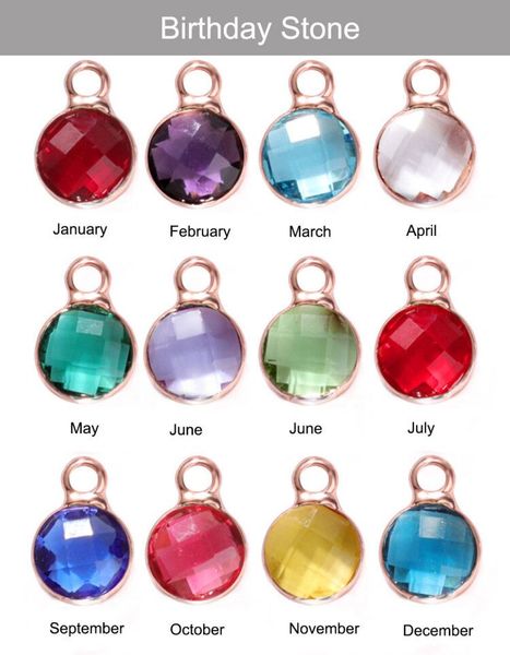 

wholesale fashion 6mm birthstone crystal glass pendant charms for bracelet bangle necklace rose gold cute 12 colorful mix style diy jewelry, Bronze;silver