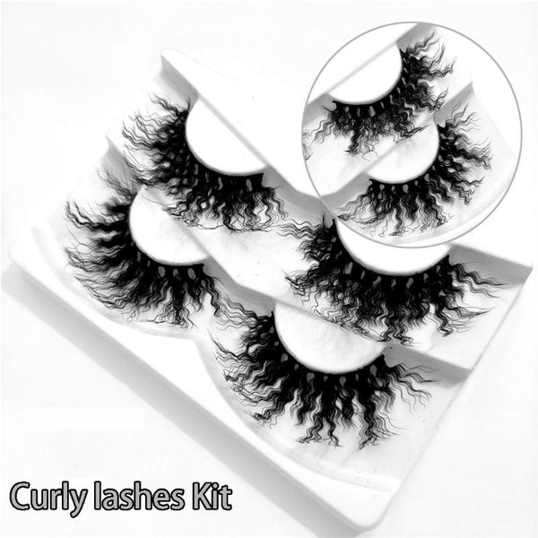 

false eyelashes 2021 2 pairs 3d curly charming fasle handmade eye lashes extension natural long fluffy makeup tools