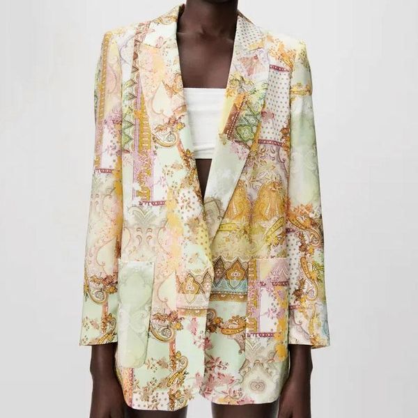 

women's suits & blazers spring 2021 fashion casual blazer collar printed single-breasted loose, White;black