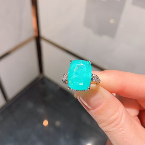 

qtt-anillo cuadrado de turmalina para mujer, plata ley 925, lujo, con piedras preciosas, 2021, Slivery;golden