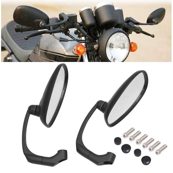 

motorcycle mirrors black rearview side mirror 2pcs l-bar retro oval rear view for cafe racer custom
