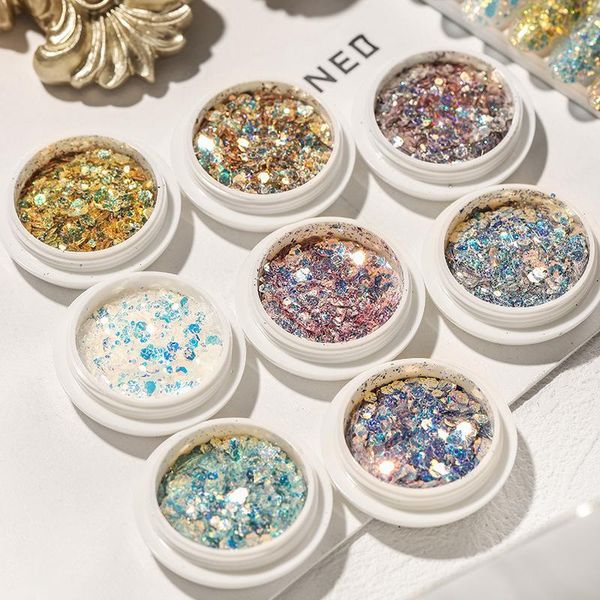 

nail glitter 50g / bag sequins, art flake paillette mixed round thin shining, 3d stickers for decoration, Silver;gold