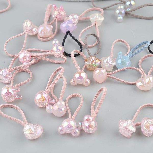 

hair accessories 2-10 piece cute star princess headwear elastic bands girls sparking mini headdress tie gum ropes a42, Slivery;white