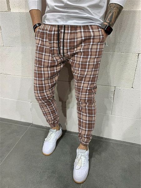 

men plaid drawstring tie front pants n3ja#, Black