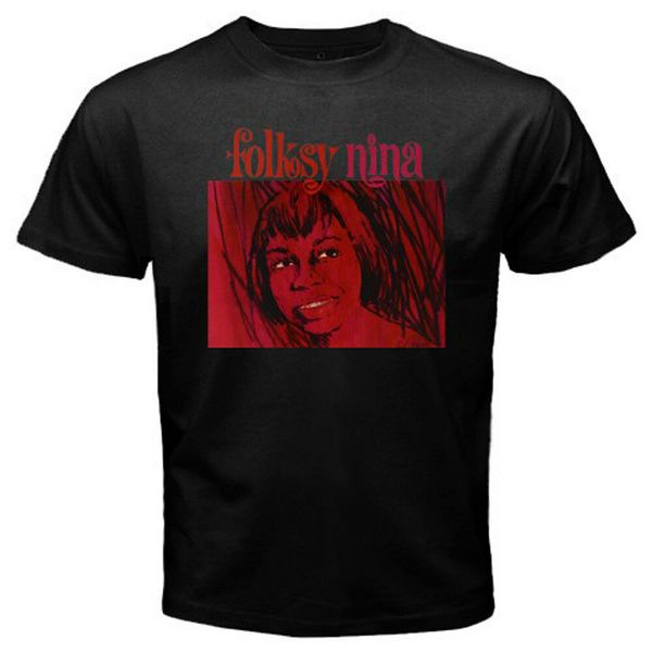 

new nina simone folksy nina logo men's black t-shirt size s-3xl, White;black
