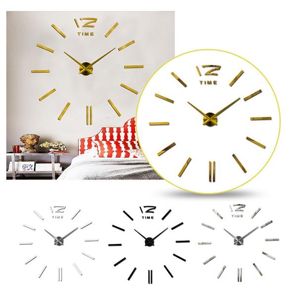 

wall clocks modern design diy clock large size sticker 3d quartz watch living room home office decor christmas gift