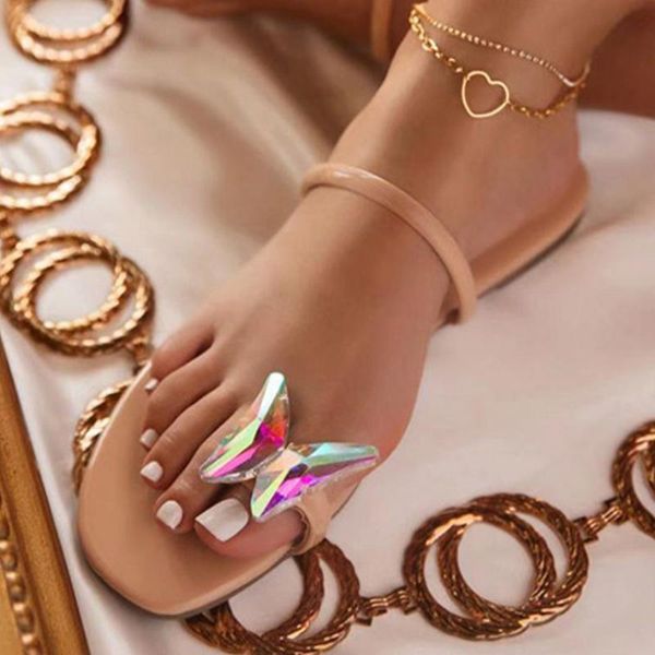 

women slippers outdoor woman casual butterfly ladies flats fashion slides beach flip flop 2021 clip toe summer sandals, Black