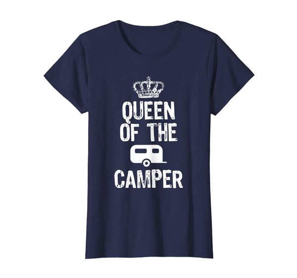 

queen of the camper funny camping gift t-shirt, White;black