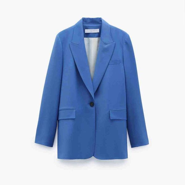 

agong office lady notched blazers women fashion blue single button jackets elegant long sleeve suits female ladies ga women's &, White;black