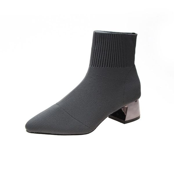 

boots heel small short woman 2021 coarse, Black