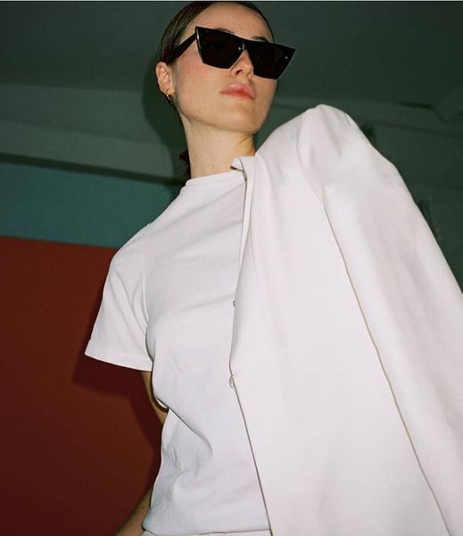 

ins fashion women t-shirt 2021 summer auturn slim cotton short-sleeved embroidery women's, White