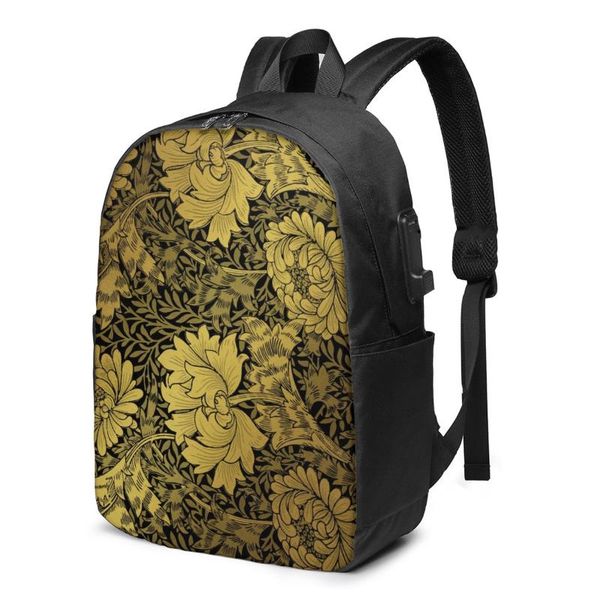 

backpack school bag for boy and girl vintage botanical with usb charging funny daypack teenager student