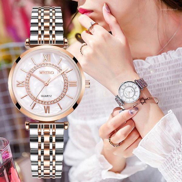 

wristwatches women watches 2021 fashion diamond ladies stainless steel silver mesh strap female quartz watch, Slivery;brown