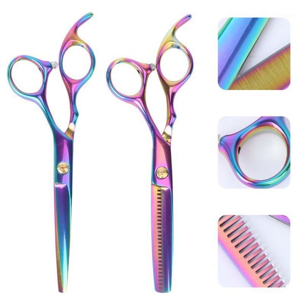 

2pcs thinning teeth scissors and straight haircut scissor barber shears1