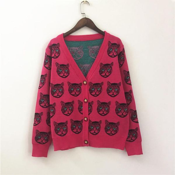 

women's sweaters woolen sweater jacket jacquard kitten wool knitted cardigan long sleeved v collar lady, White;black