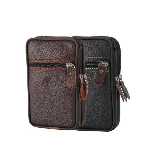 

multi-functional business men's wear leather belt phone verticle running bag cross faux thin waterproof waist bags