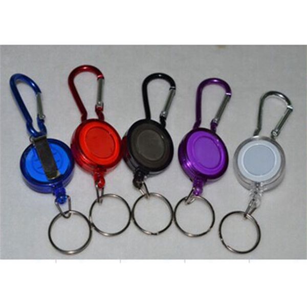 

mulitifunctional badge reel retractable keychain recoil id card holder keyring key chains steel cord, Silver