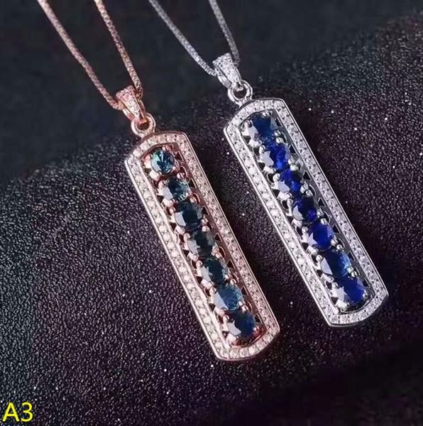 

boutique jewelry,925 pure silver inlaid natural sapphire, gold, silver, two color female pendant + necklace jewelry je chains