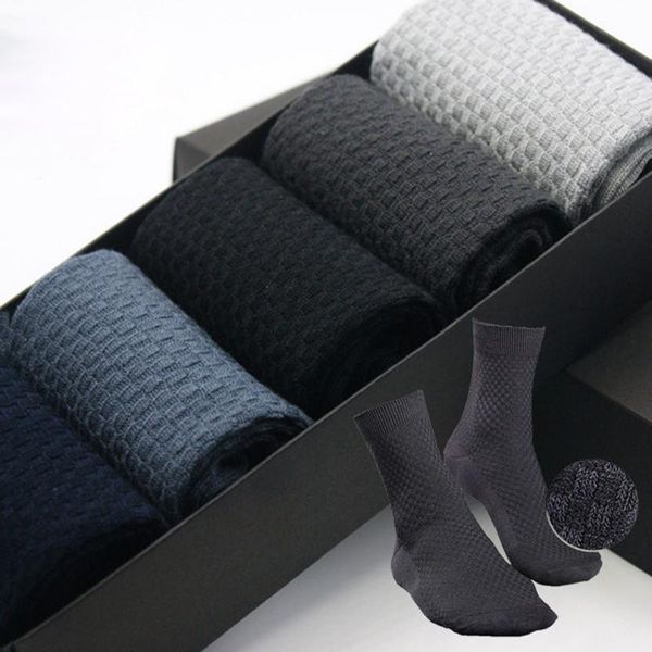 

pieces=5 pairs bamboo fiber men's socks classic business office sweat-absorbent deodorant breathable soft black cotton