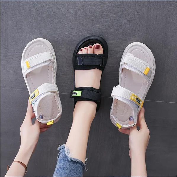 

2021 designers spring summer colorful foam all-match platform flat sandals women womens refreshing shoes fashion sandals goodgoodsneakers, Black