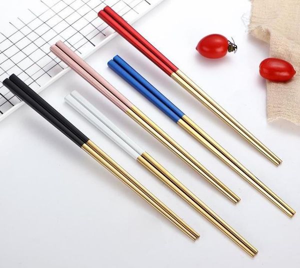 

chopsticks dhl 304 stainless steel gold black silver square bar restaurant kitchen supplies christmas party wholesale