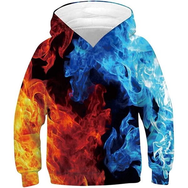 

water and fire are not tolerable, comfortable men and women novelty hoodie 3d printing pullover hooded sweater with pocket 100-160, Black