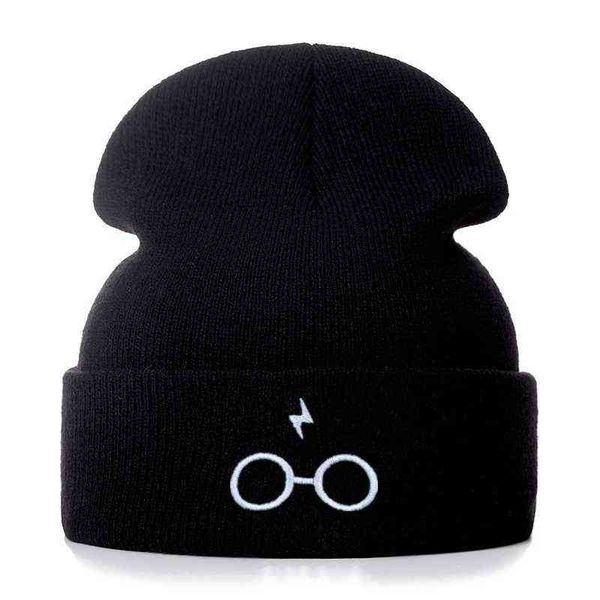

lightning cotton embroidery casual beanies for men women knitted winter hat solid hip-hop skullies bonnet cap y21111, Blue;gray