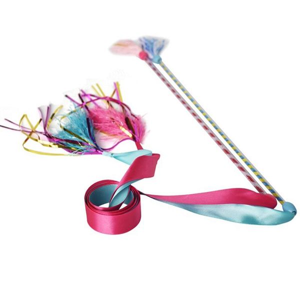 

cat teaser ribbon wand toys streamers cloth funny rod interactive stick flexible pet kitten supplies