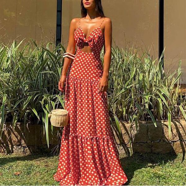 

womens summer dress boho maxi long evening party beach dresses sundress floral halter 2021 wholesale #r10 casual, Black;gray