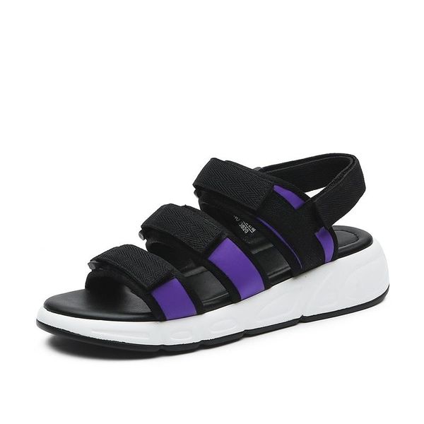 

dress shoes summer women sandals buckle design black purple platform comfortable thick sole beach