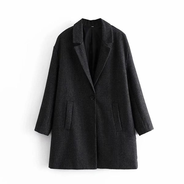 

blends fall winter coat plaid checked women jackets casual fashion high street windbreaker outfits, Black