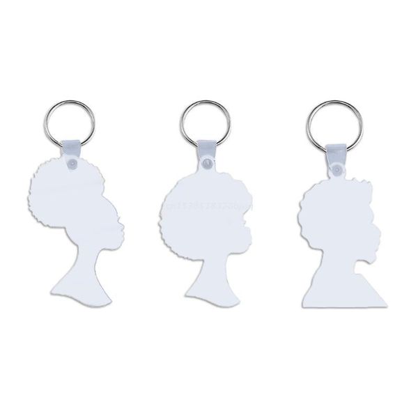 

keychains afro female head shape keychain blanks diy heat transfer blank for dropship, Silver