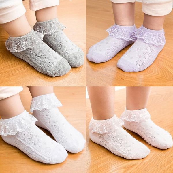 

socks hx5d baby girls eyelet lace flower ankle short born infant toddlers cotton, Pink;yellow