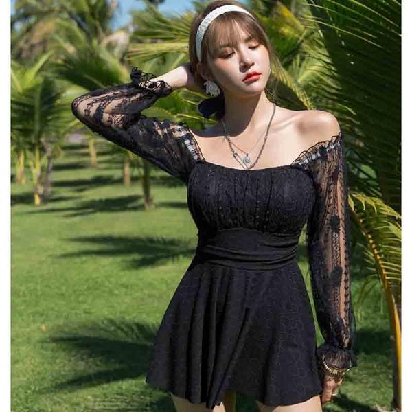 

women's swimwear long sleeve summer spring lace see through white black